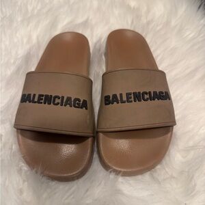 Balenciaga Tan Slide Sandals